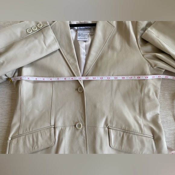 Pamela McCoy Leather Jacket Cream Size Large - Picture 12 of 16